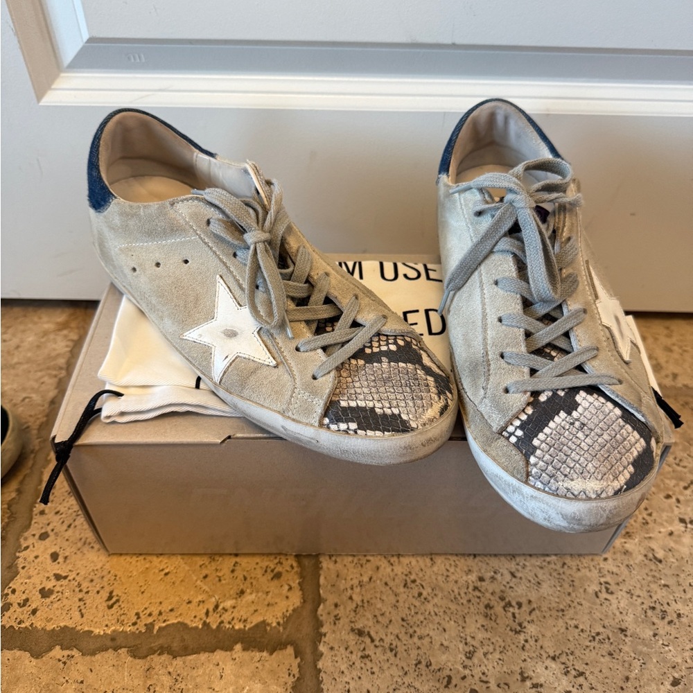 Gray and Blue Star Sneakers